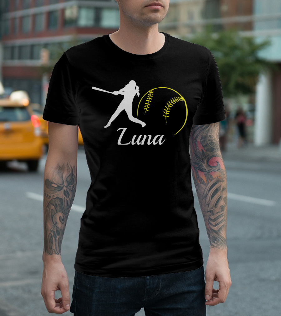 Luna Personalized Softball Player Silhouette with Ball T-Shirt