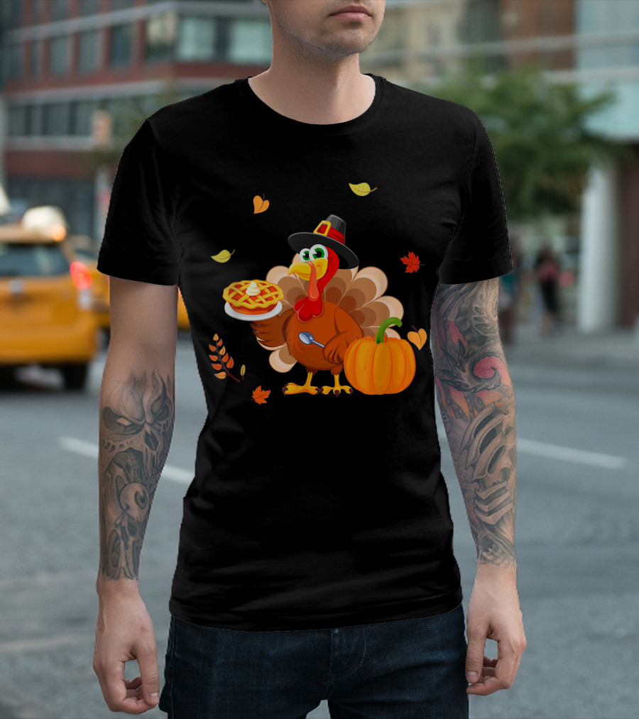 Thanksgiving Turkey With Pumpkin And Pie T-Shirt