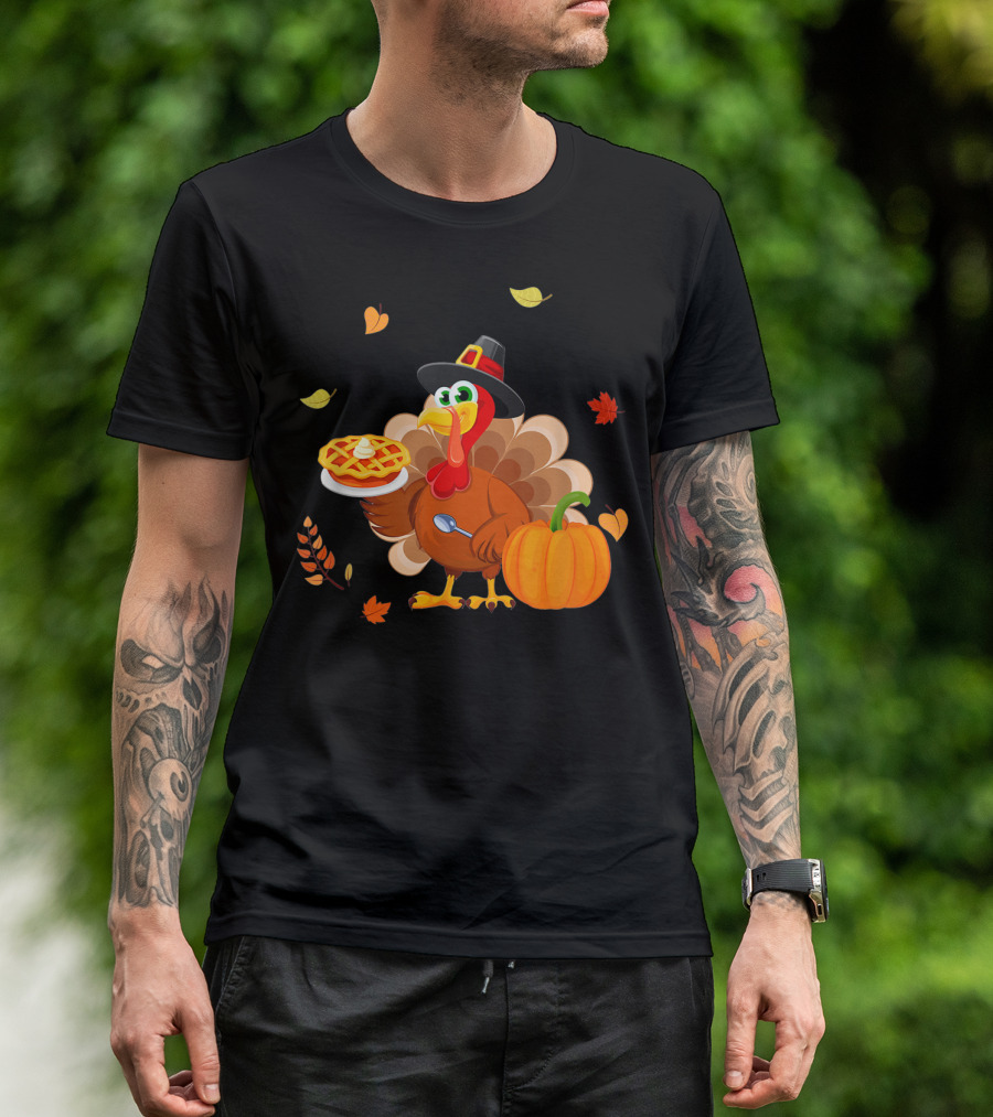 Thanksgiving Turkey With Pumpkin And Pie T-Shirt
