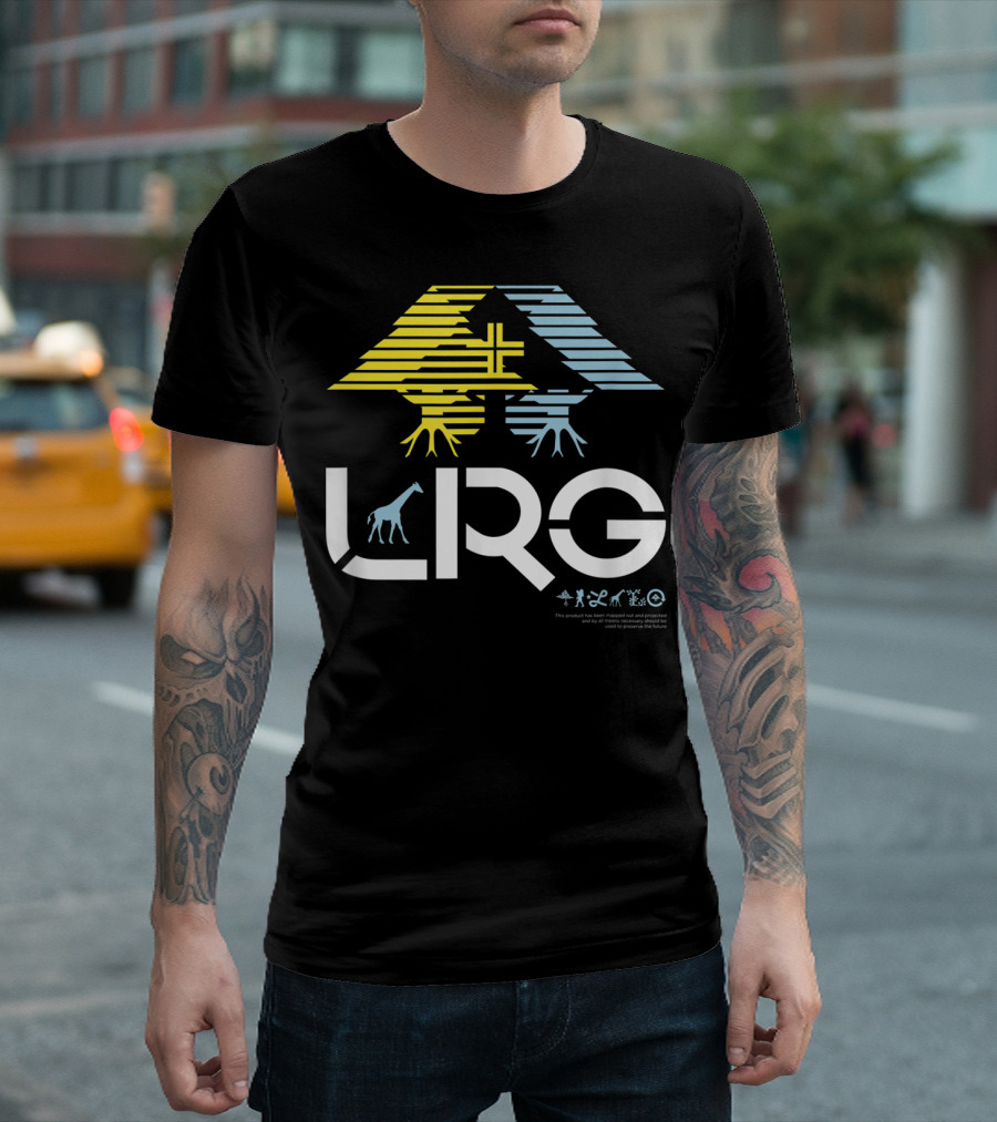 LRG Mens Illusion Tree Symbol With Giraffe And Wildlife Icons T-Shirt