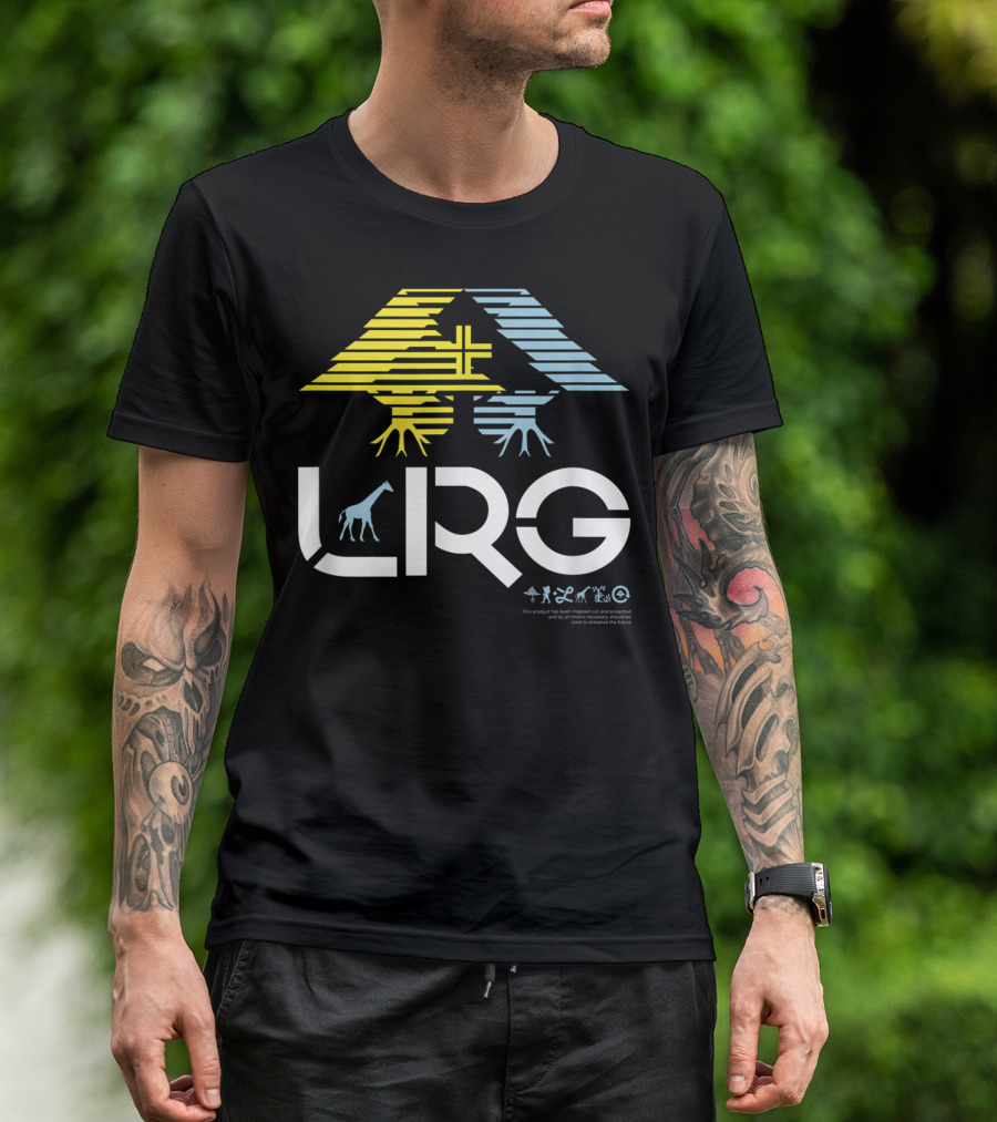 LRG Mens Illusion Tree Symbol With Giraffe And Wildlife Icons T-Shirt
