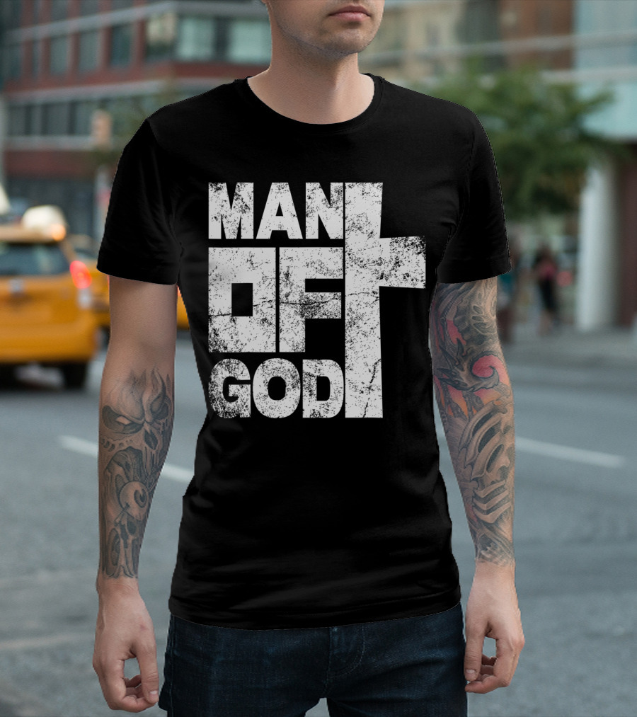 MAN OF GOD Text with Cross T-Shirt