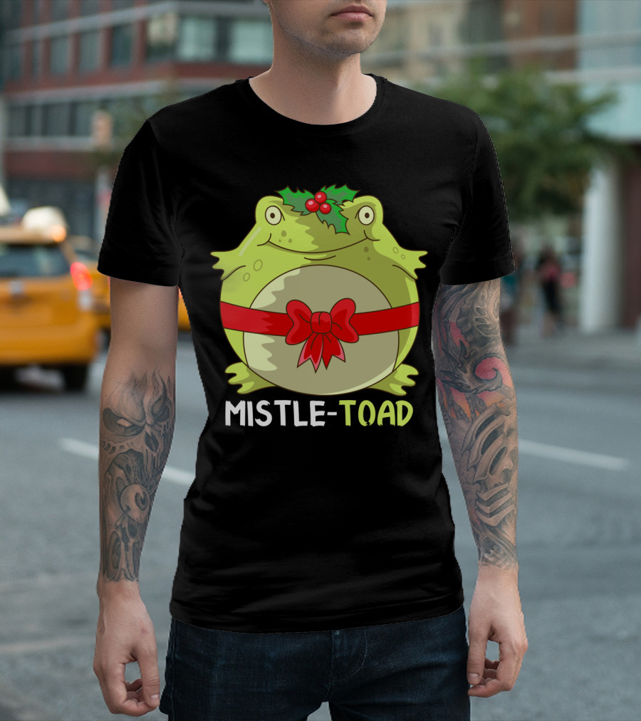 Mistletoad Holiday Toad with Mistletoe and Bow T-Shirt