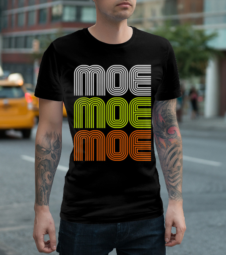 MOE MOE MOE Name Vintage 70S 80S Stripe T-Shirt
