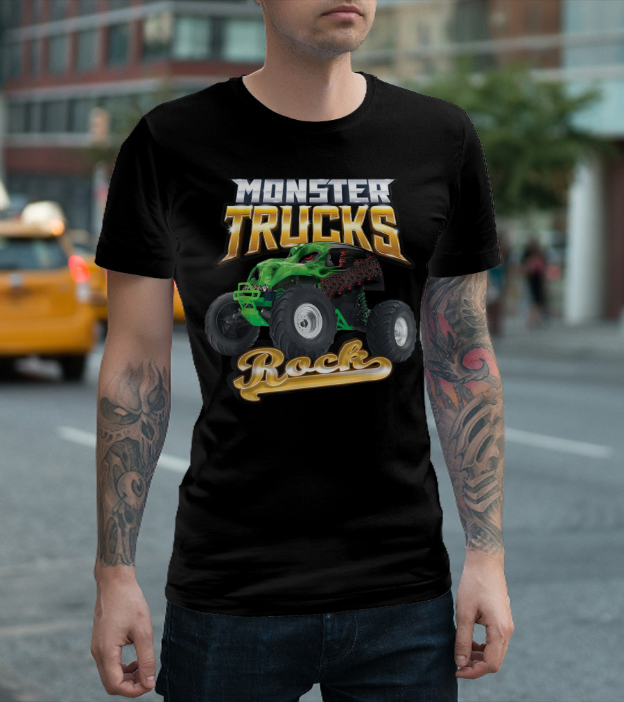 Monster Trucks Rock Birthday Monster Truck T-Shirt