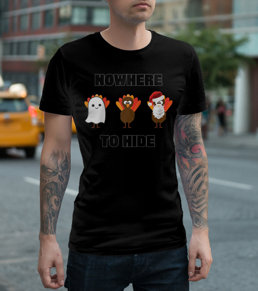 NOWHERE TO HIDE GHOST TURKEY SANTA T-Shirt