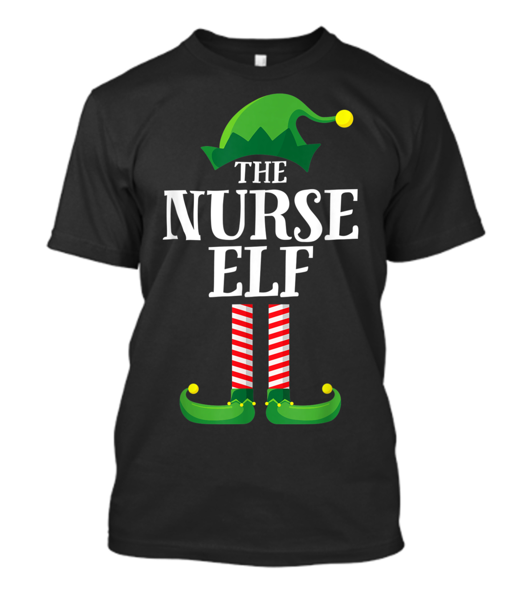 The Nurse Elf Hat And Striped Socks Christmas T-Shirt