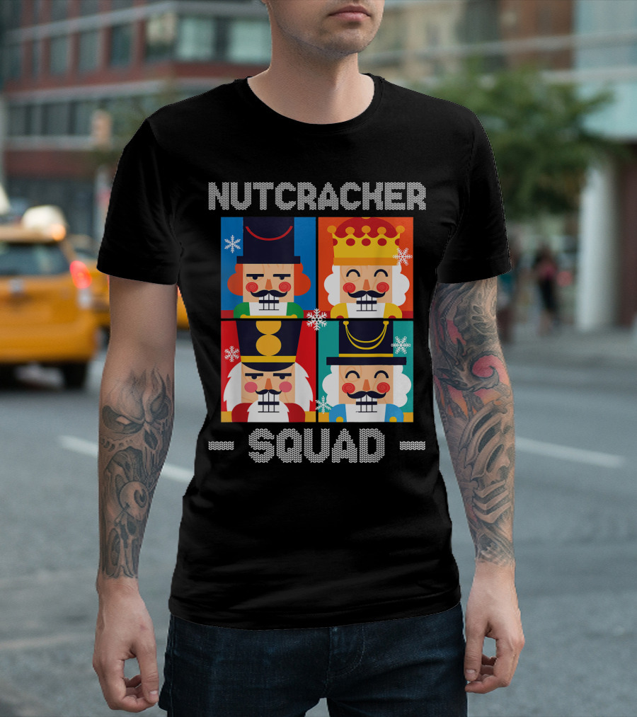 Nutcracker Squad Funny Christmas Holiday Snowflake Cartoon Characters T-Shirt