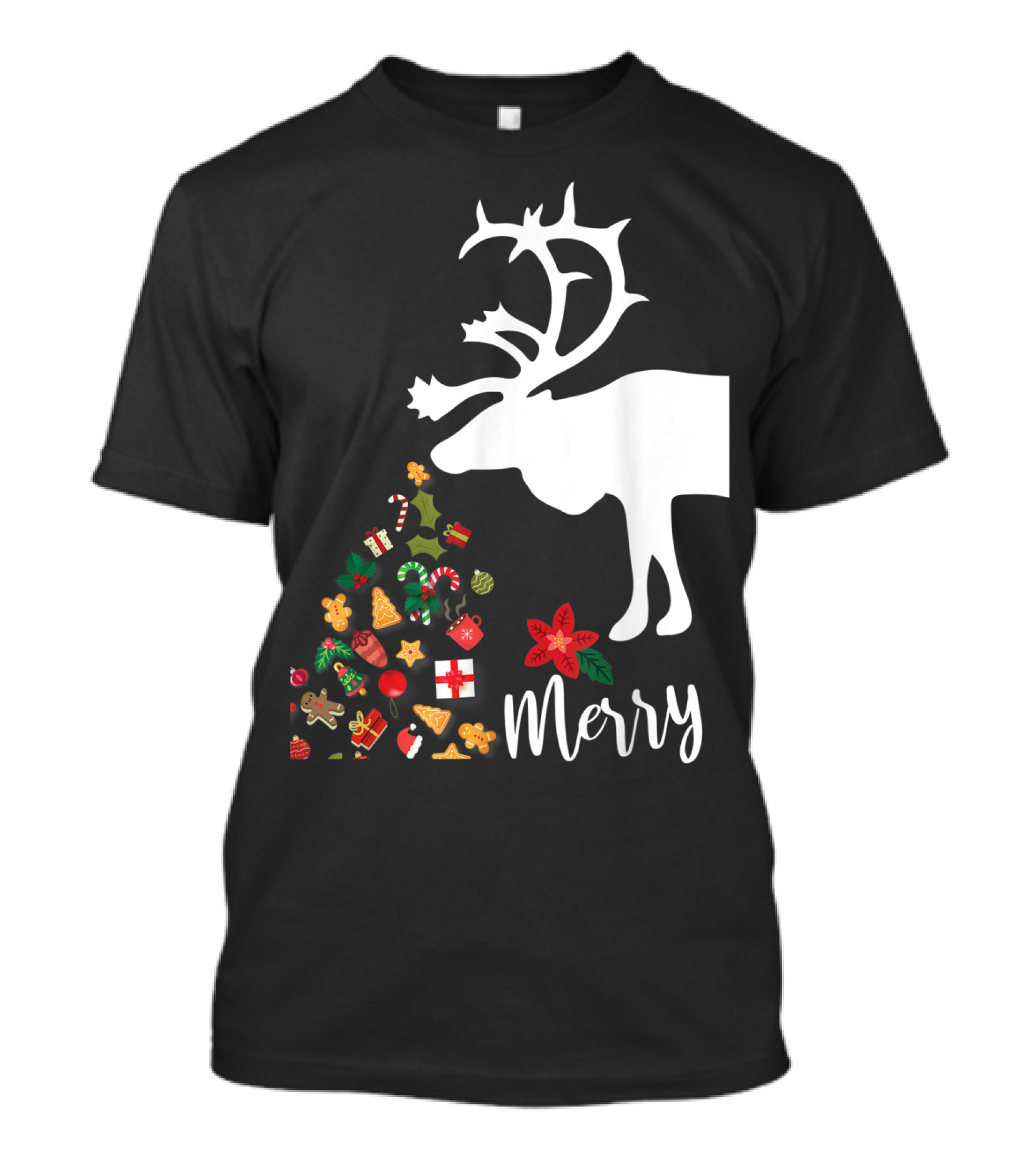 Reindeer Christmas Merry Holiday Icons Gifts Gingerbread Cookies T-Shirt