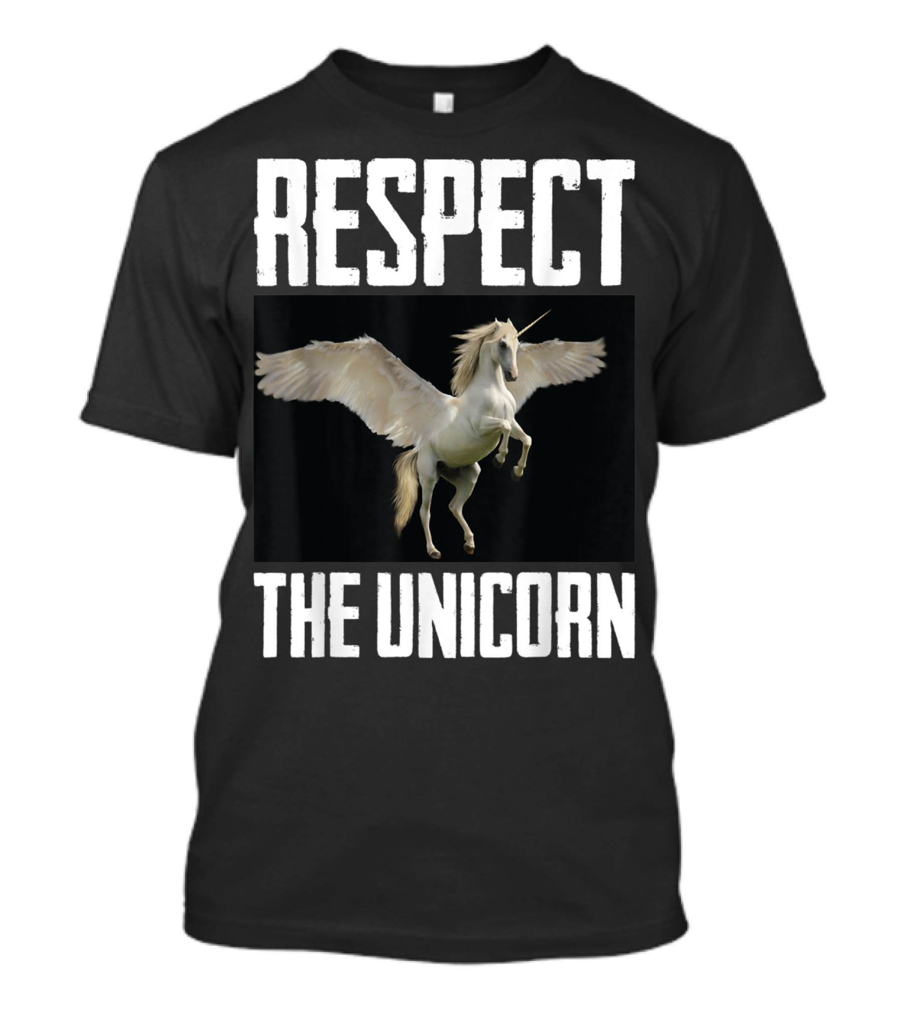Respect The Unicorn Lover Funny Pegasus Unicorn Photo T-Shirt