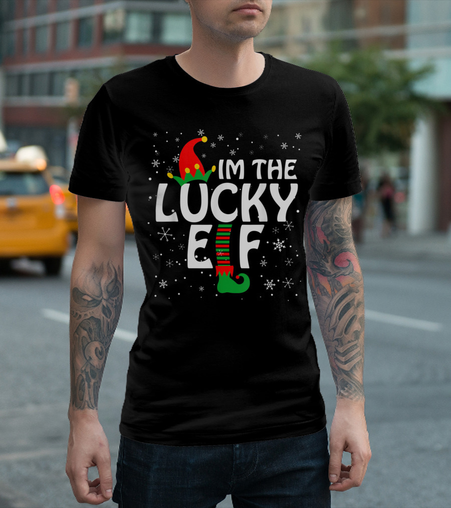 I'm The Lucky Elf Christmas Snowflakes T-Shirt