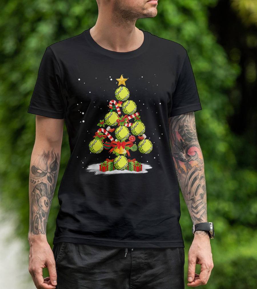Christmas Tennis Ornaments Tree With Tennis Balls T-Shirt