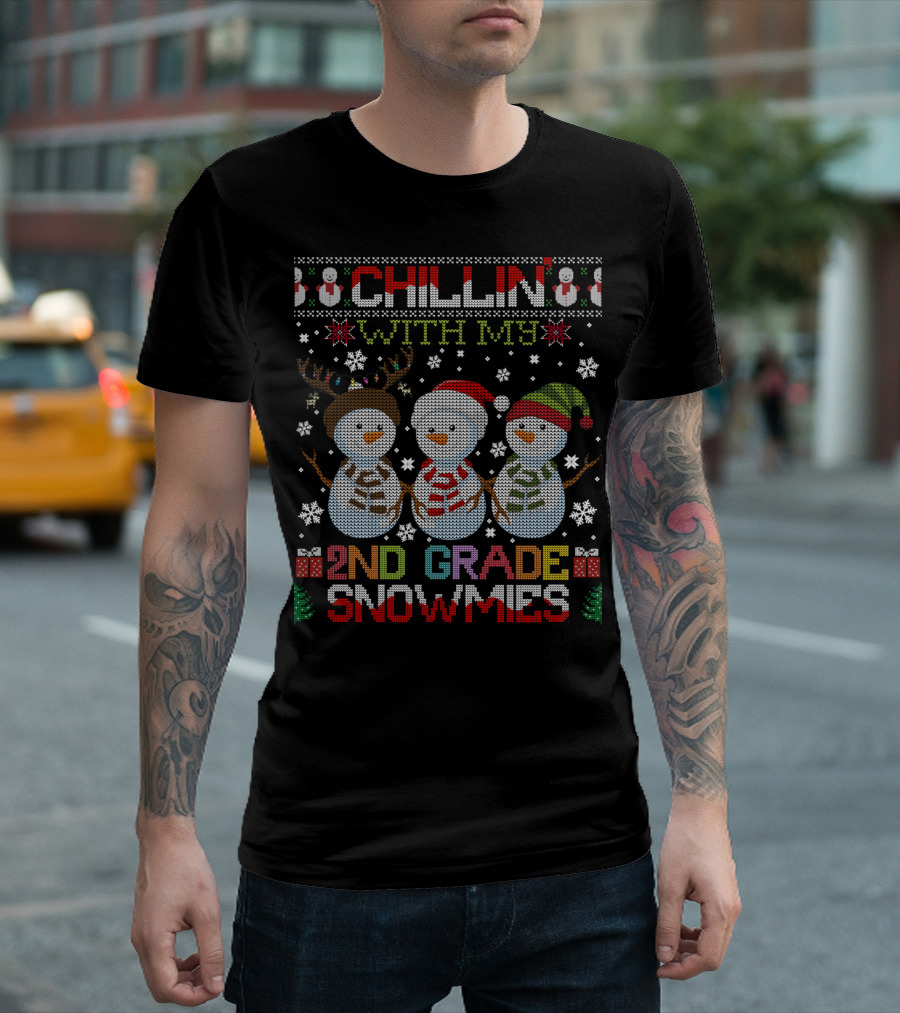 Chillin With My Snowmies 2nd Grade Snowman Snowflakes Holiday T-Shirt