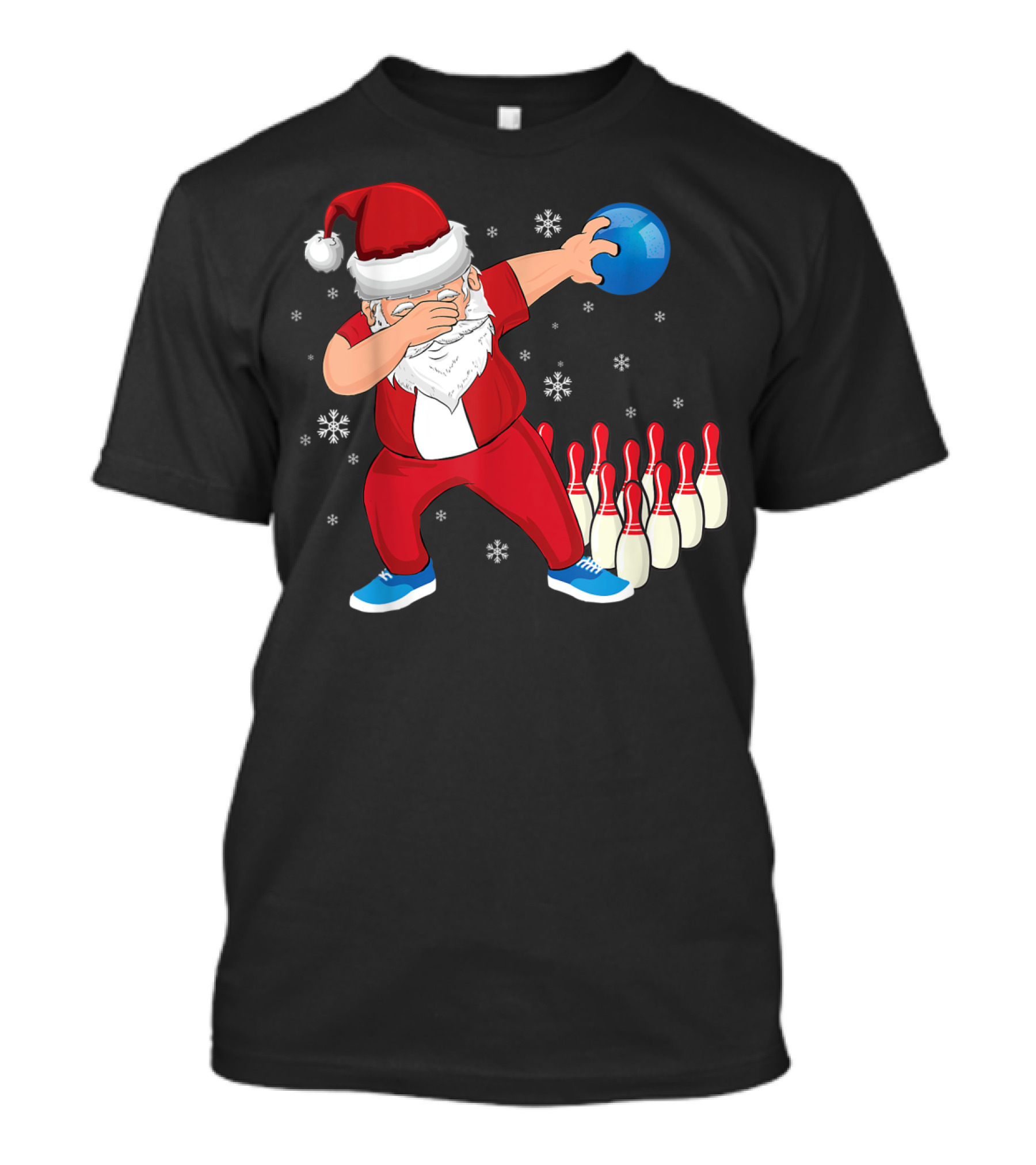 Dabbing Santa Claus Strikes Bowling Pins Christmas Holiday T-Shirt