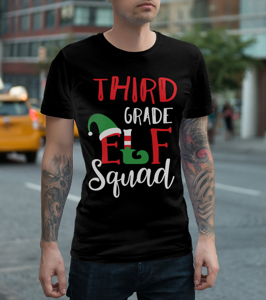 Third Grade Elf Squad Christmas Teacher Top T-Shirt