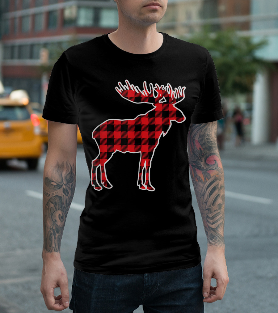 Moose Red Buffalo Plaid Standout T-Shirt
