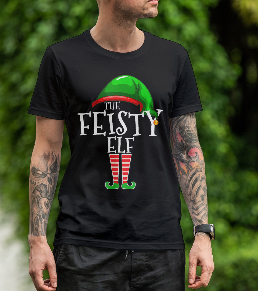 The Feisty Elf Hat And Striped Boots T-Shirt