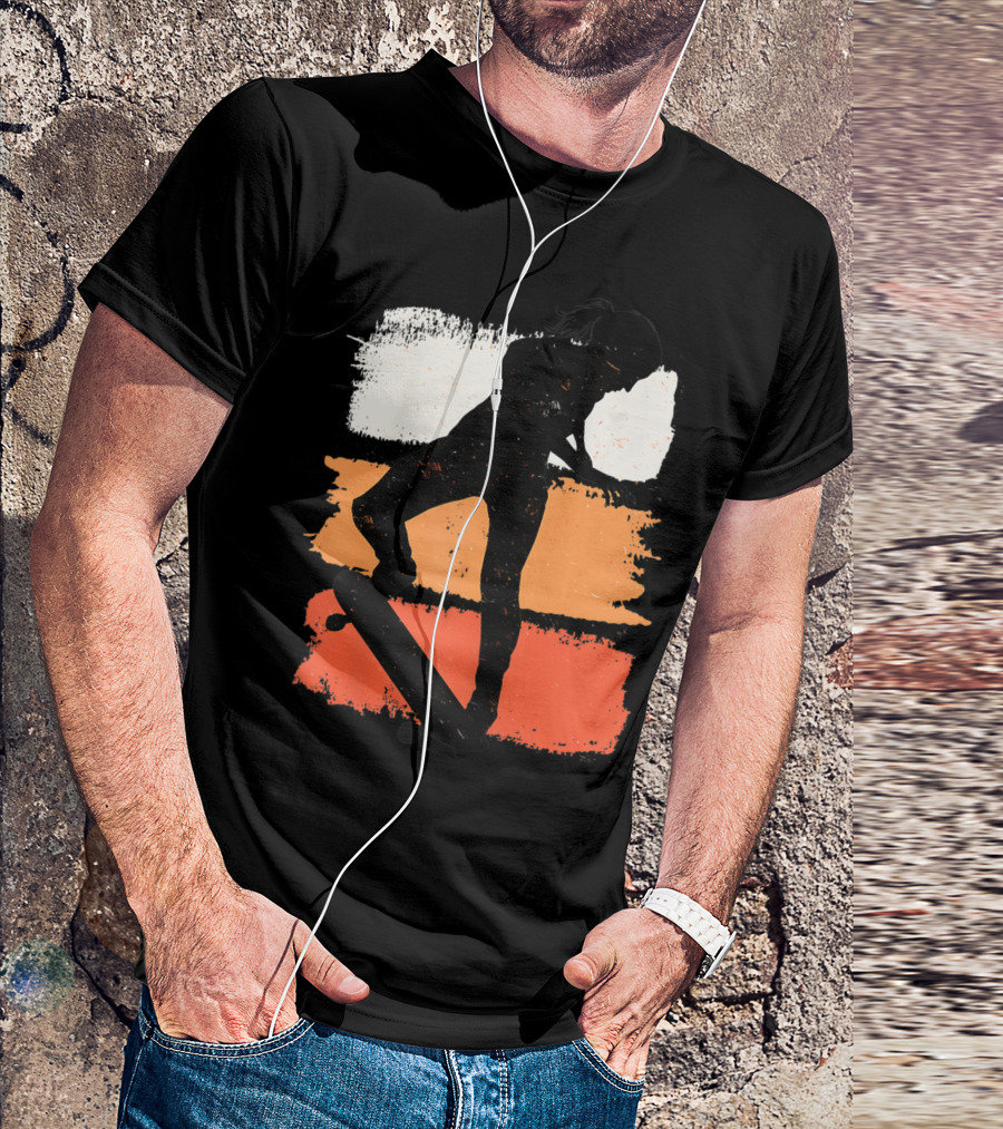Girls Skateboarding Women Skater Silhouette On Brushstroke Background T-Shirt