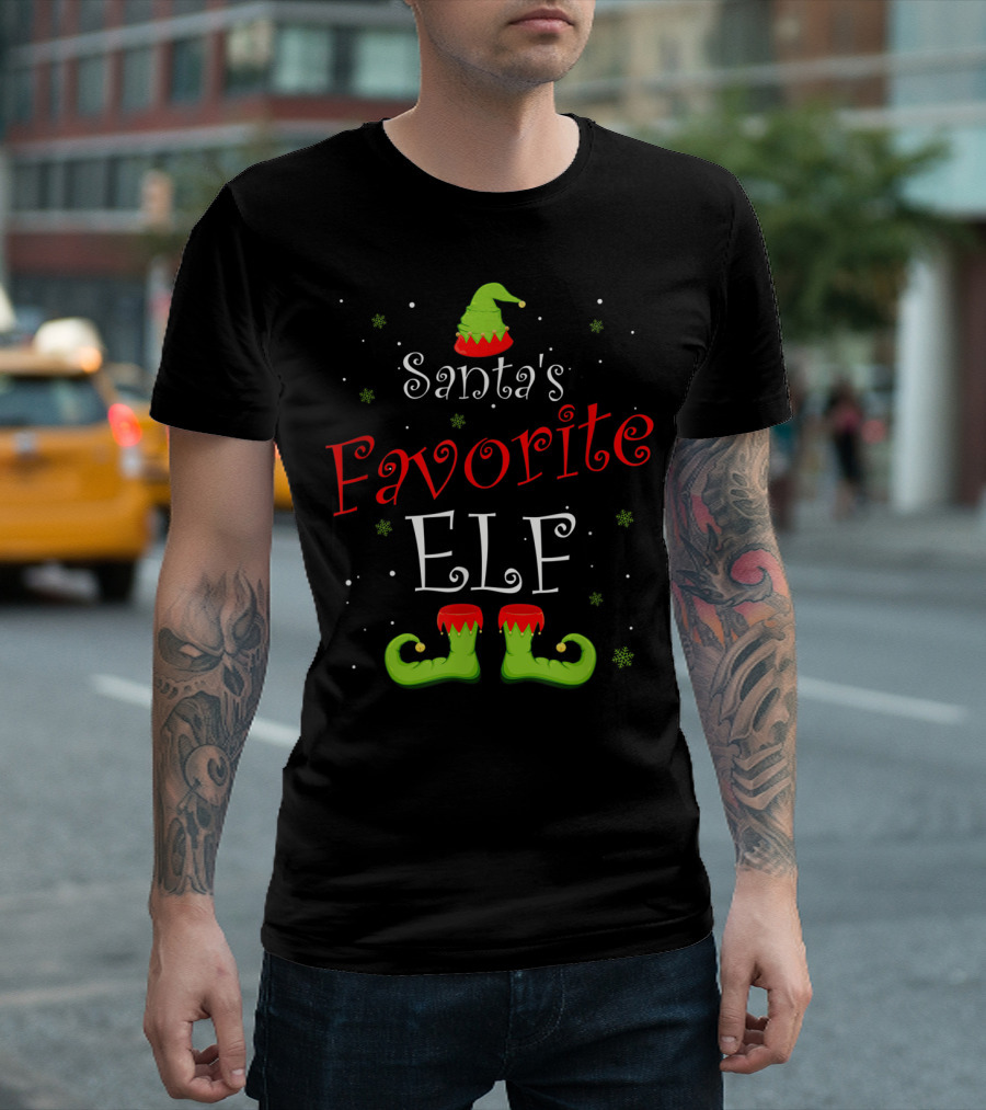 Santa's Favorite Elf Christmas Matching Family Group T-Shirt
