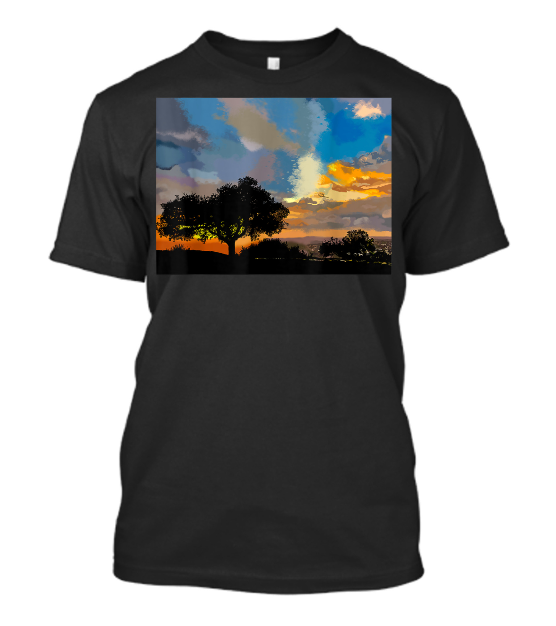 Sunset Art Painting Tree Silhouette Under Vibrant Sky T-Shirt