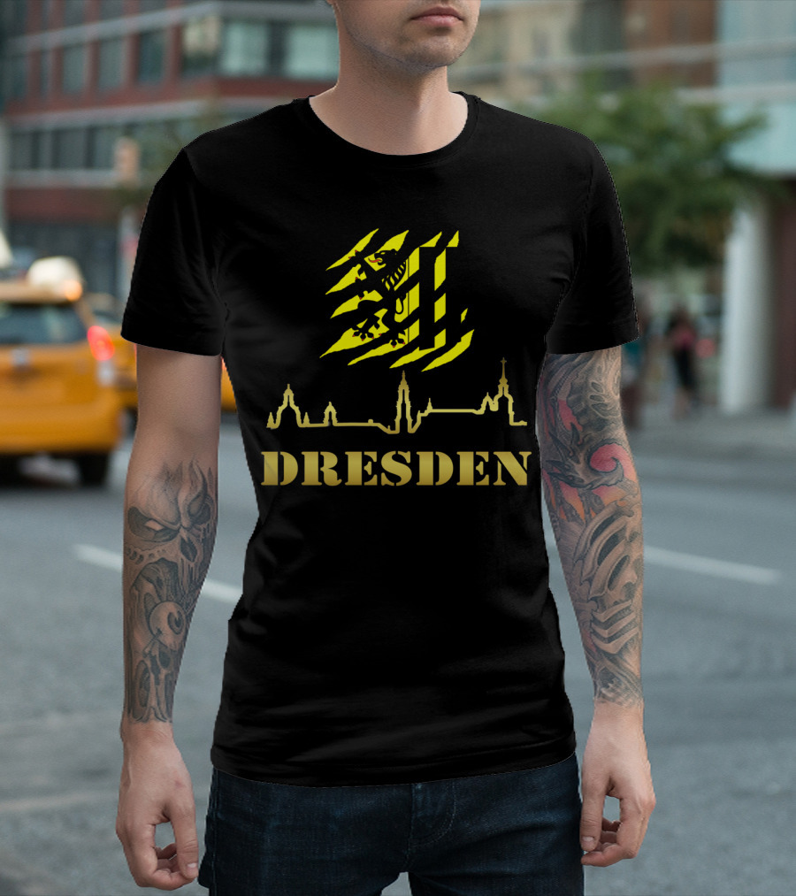 Dresden Germany Skyline Silhouette with Saxony Coat of Arms T-Shirt