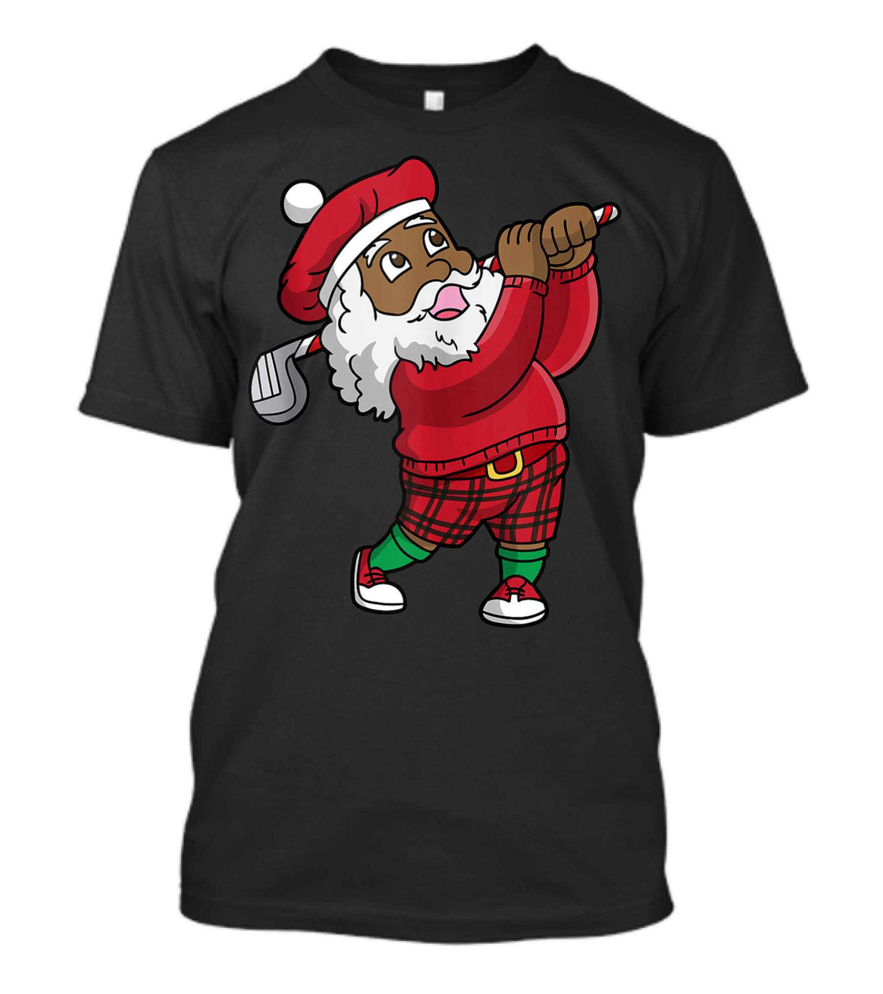 Golf African American Santa Claus Holiday Golfer T-Shirt