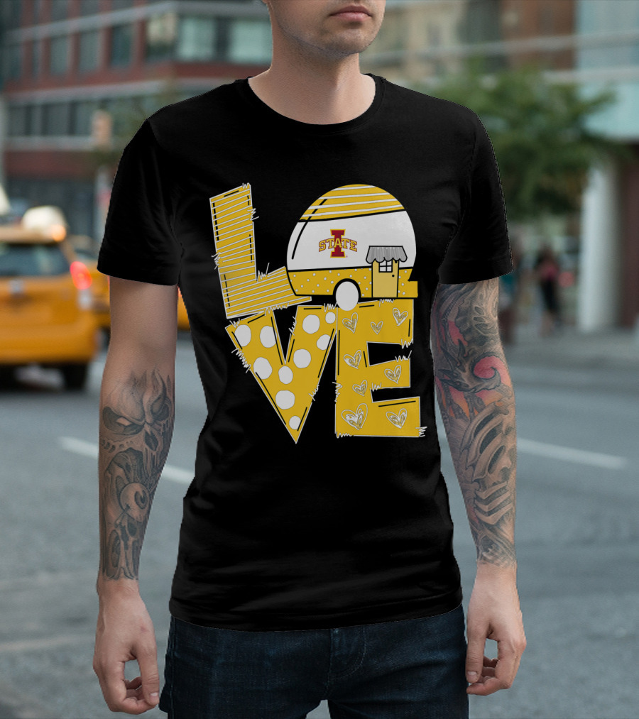 Iowa State Cyclones Tailgating Love with Helmet and Trailer T-Shirt