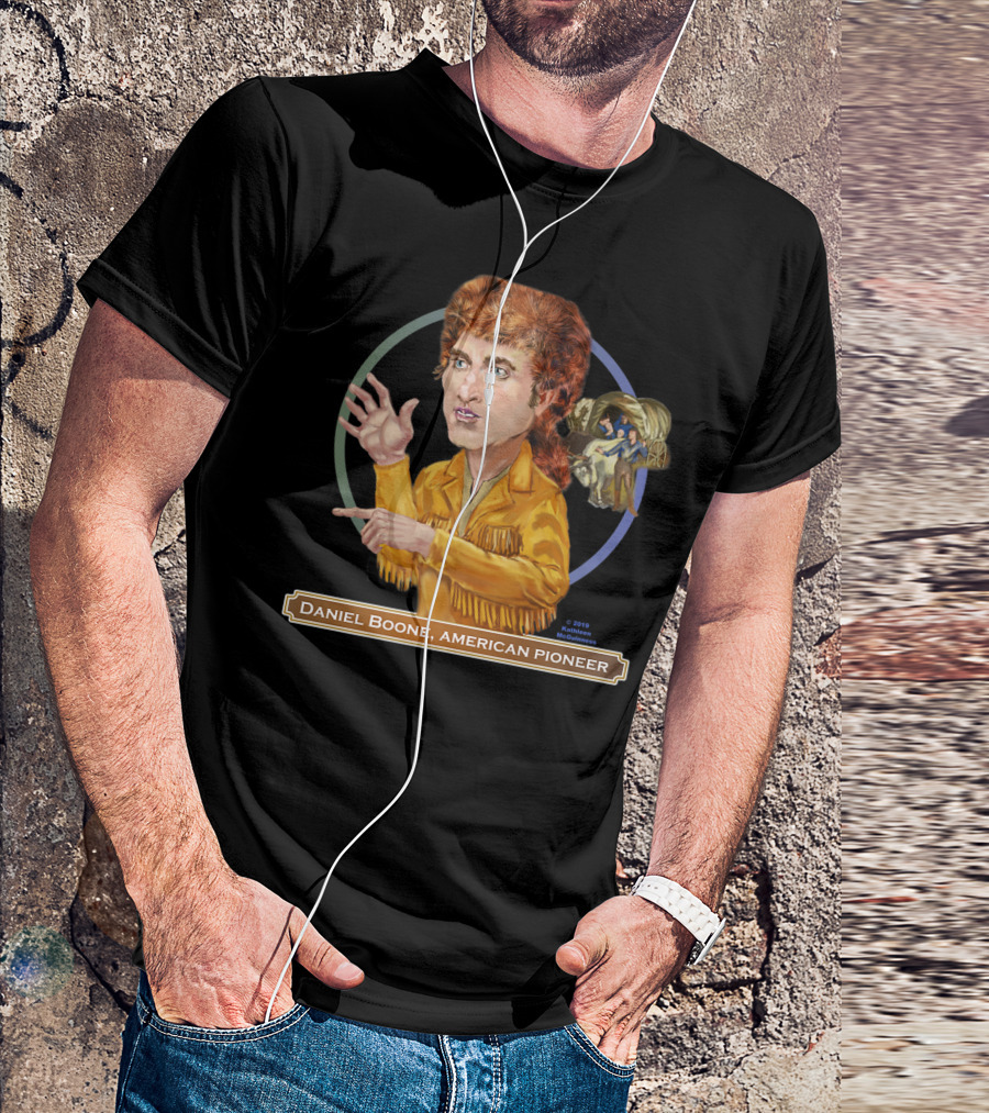 Daniel Boone American Pioneer With Covered Wagon T-Shirt