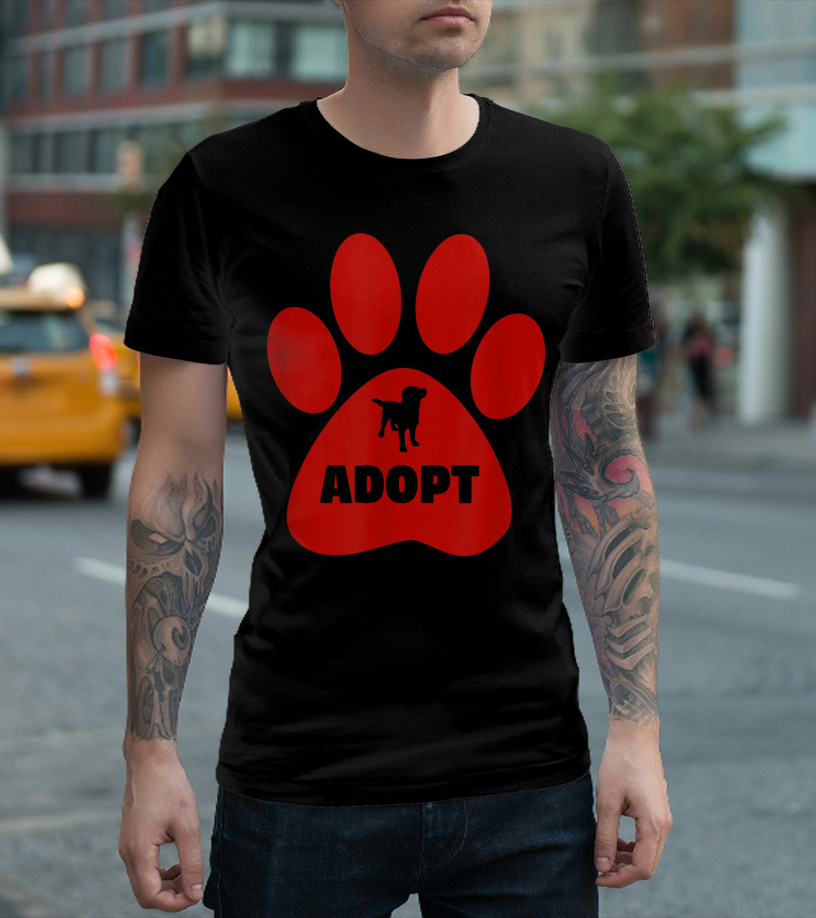 Adopt Rescue Pet Paw Activist Red Paw Print Dog T-Shirt