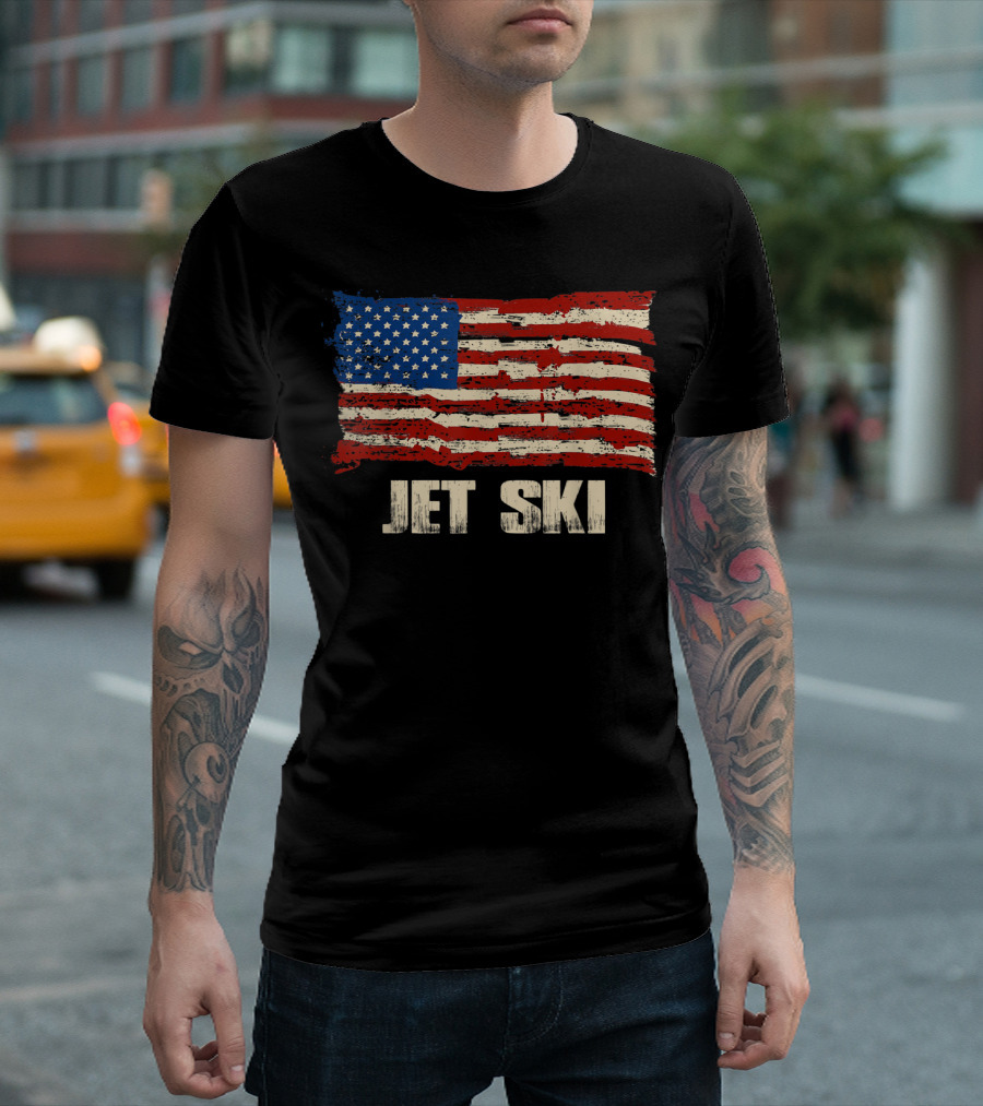 American Flag Jet Ski Patriotic USA T-Shirt