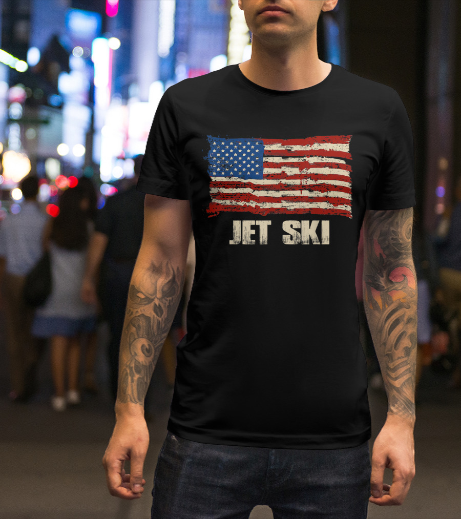 American Flag Jet Ski Patriotic USA T-Shirt