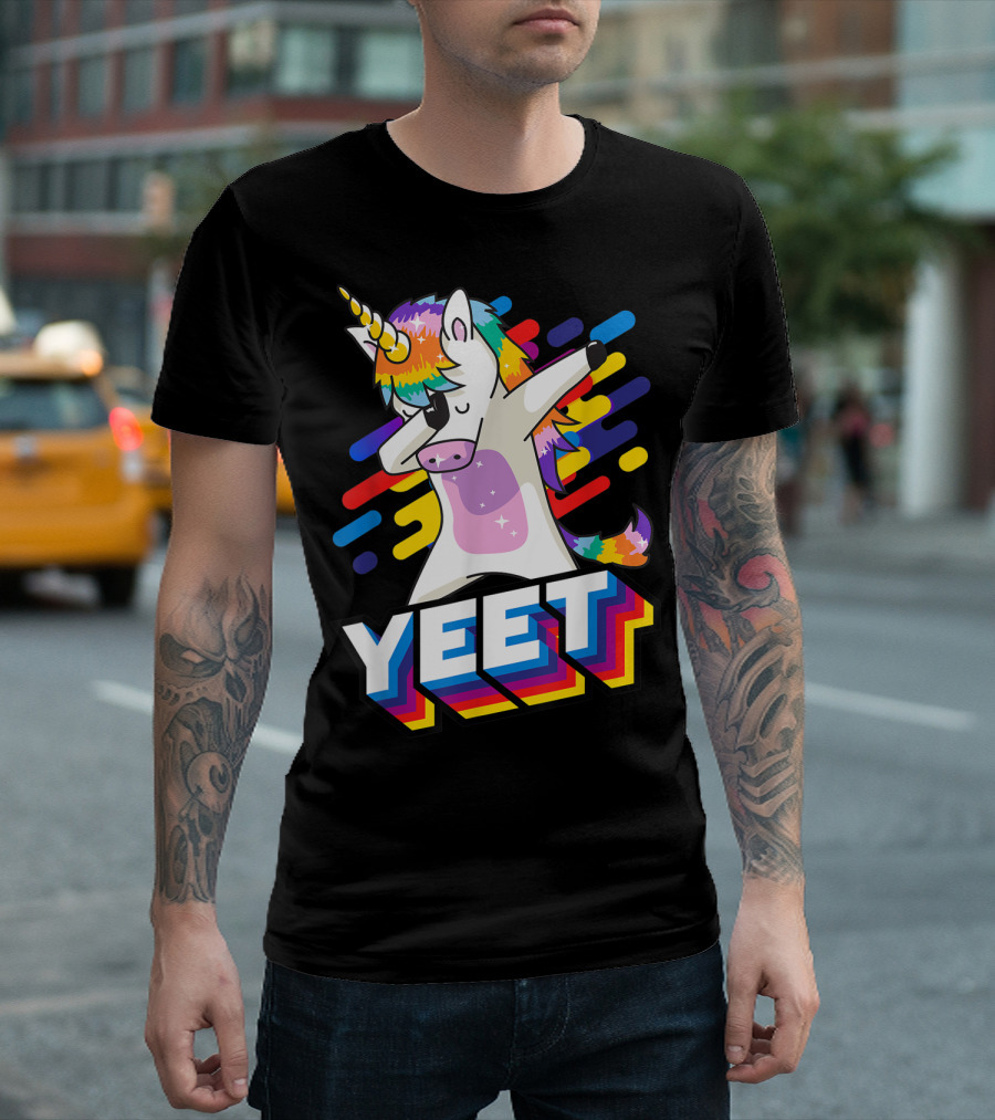 Rainbow Dabbing Unicorn Yeet T-Shirt