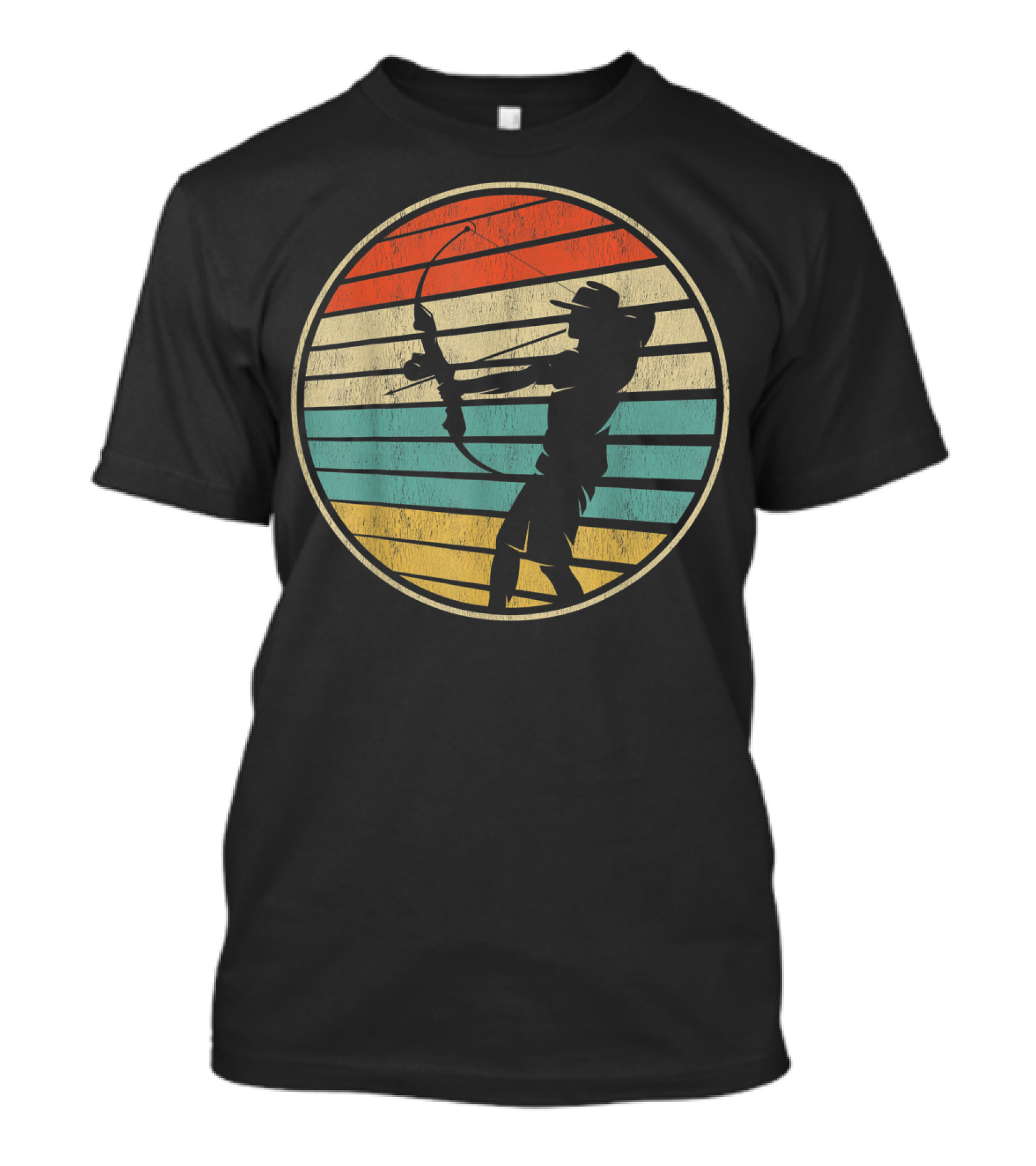 Cool Retro Bow Hunting Silhouette Vintage 70s 80s T-Shirt