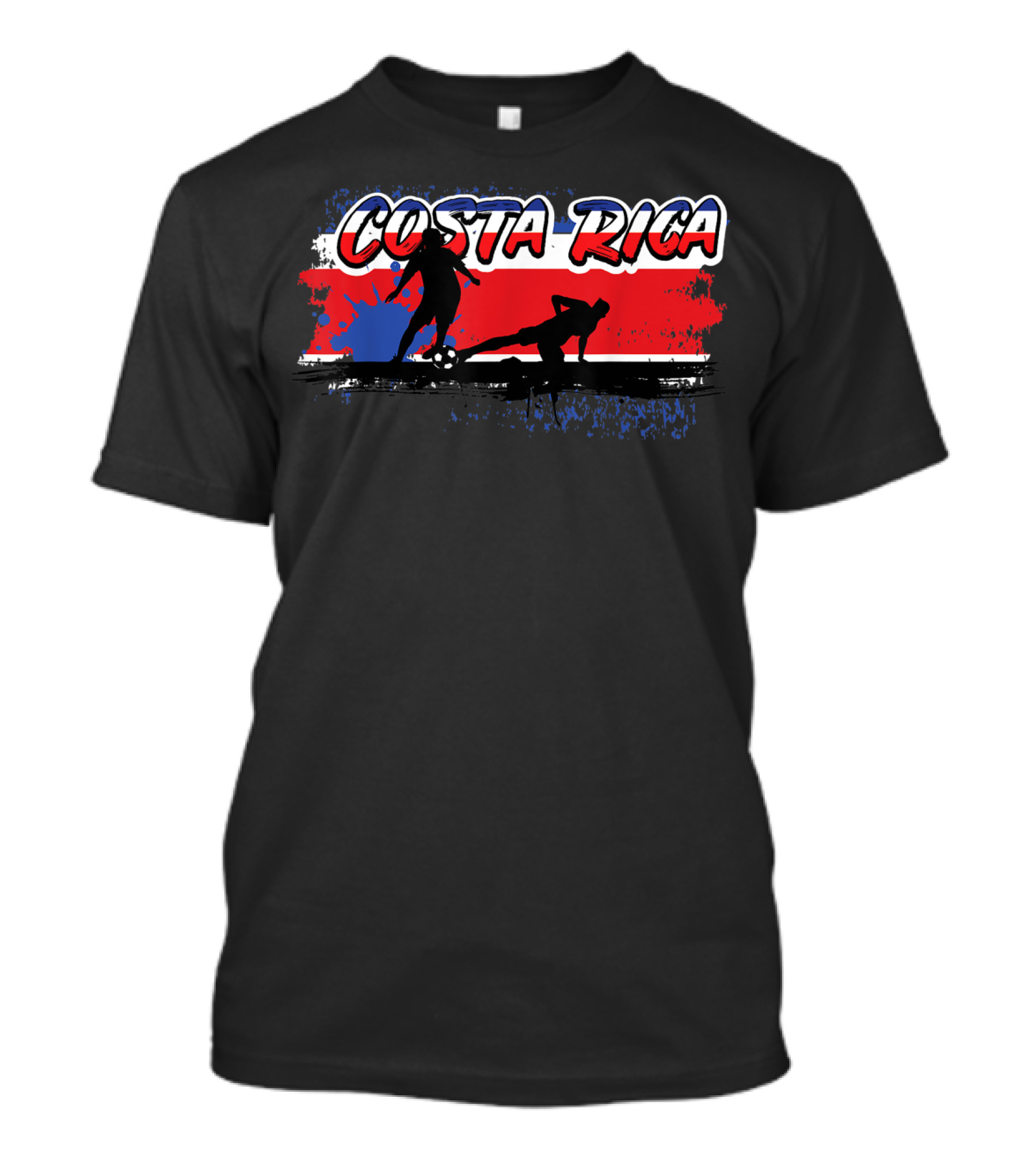 Costa Rica Soccer Players With Flag Background T-Shirt