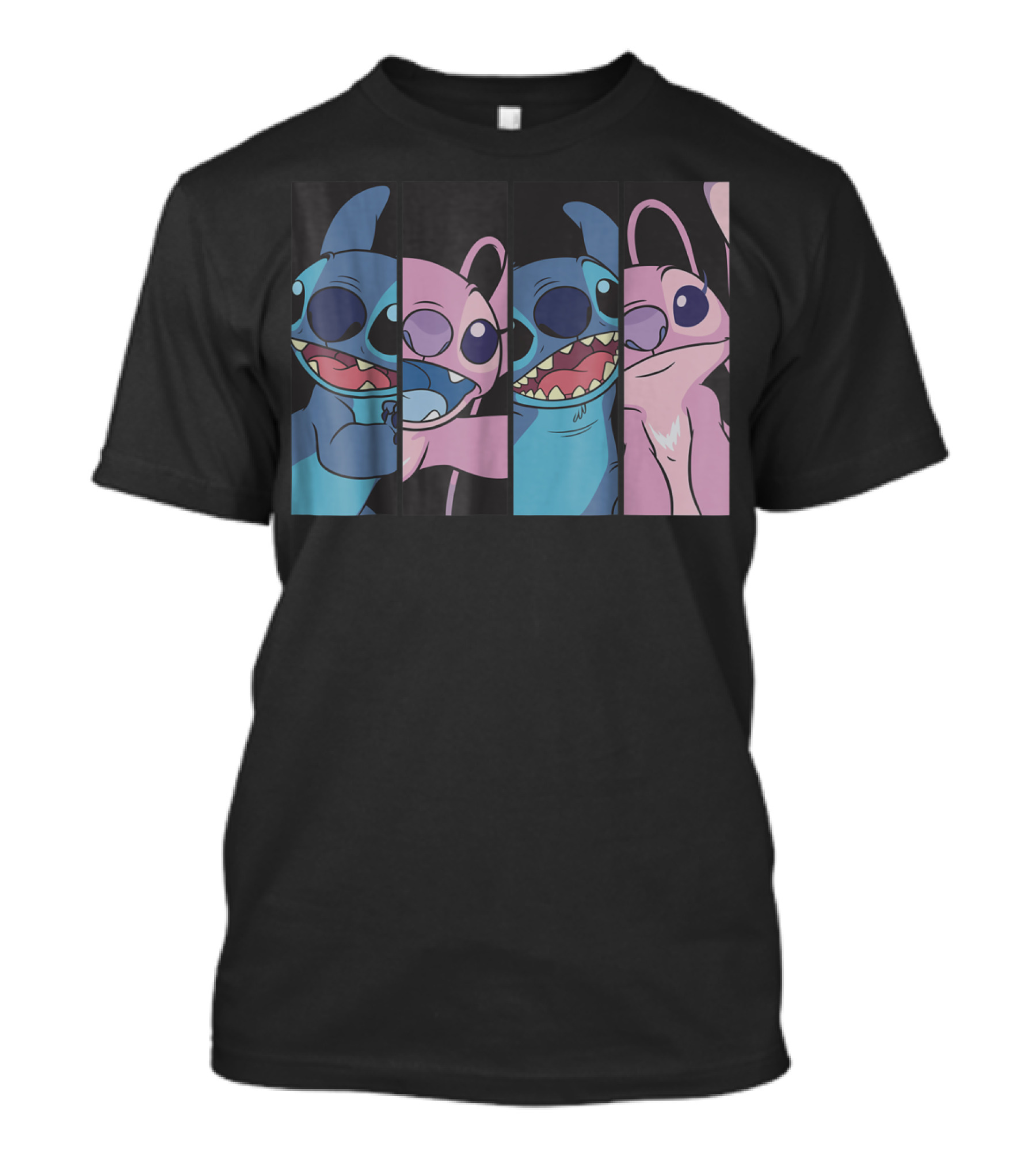 Lilo And Stitch Boxed Split Panels Faces Blue Pink Disney T-Shirt