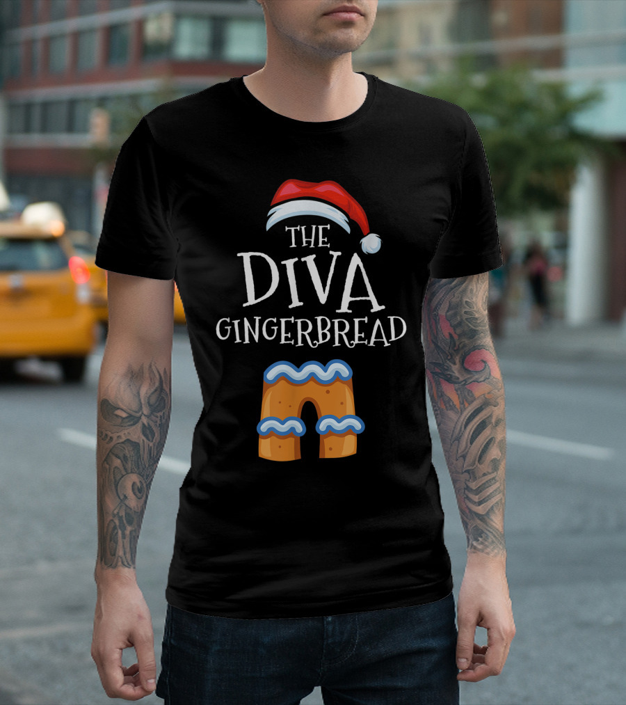 The Diva Gingerbread with Santa Hat Family Matching Group T-Shirt