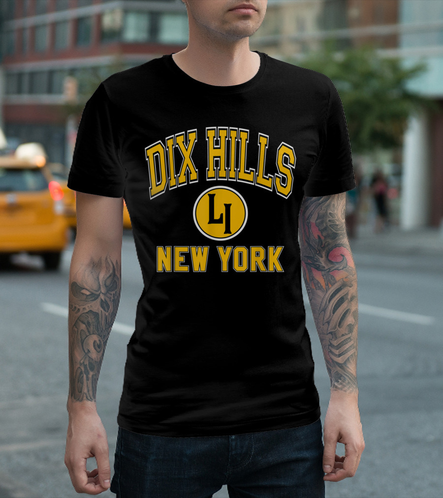 Dix Hills New York LI Varsity Style Amber T-Shirt