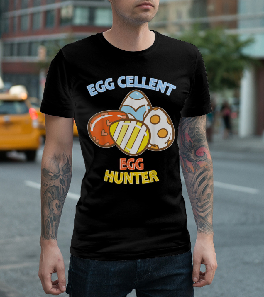 Eggcellent Egg Hunter Colorful Easter Eggs T-Shirt