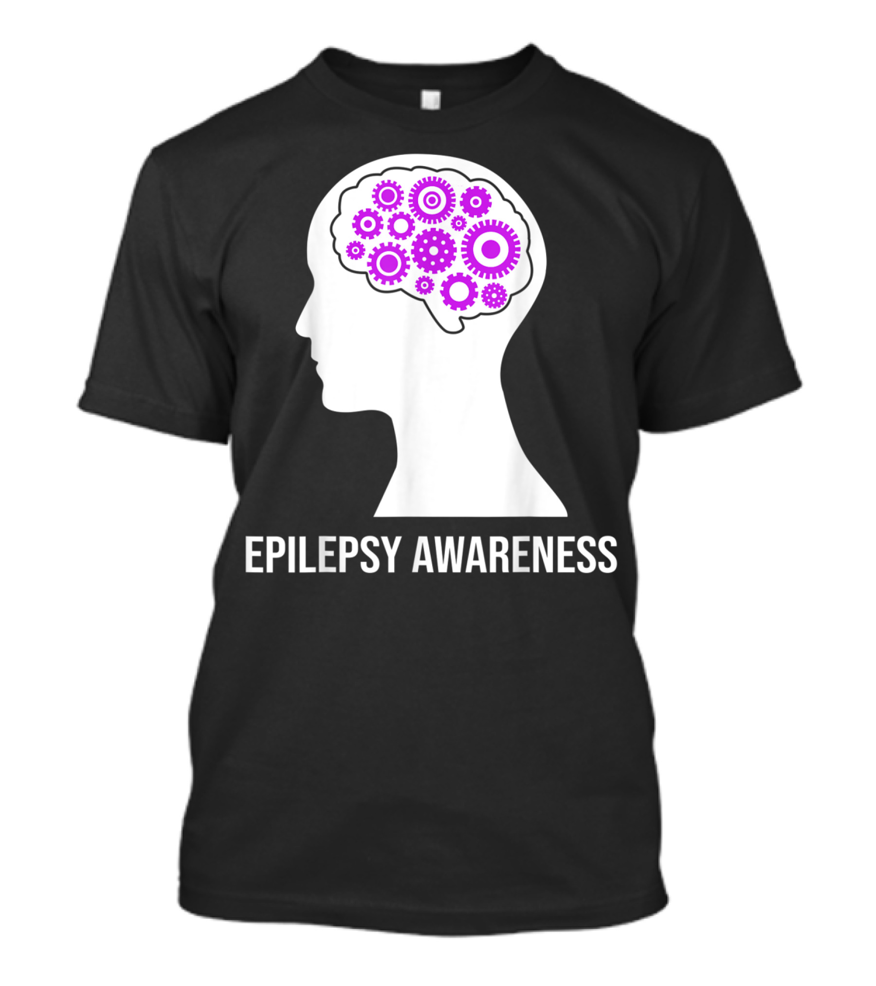 Epilepsy Awareness Brain With Purple Gears T-Shirt