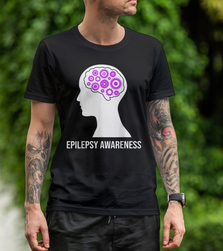 Epilepsy Awareness Brain With Purple Gears T-Shirt