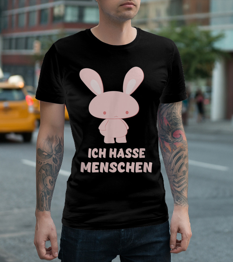 Ich Hasse Menschen Cute Rabbit Funny T-Shirt
