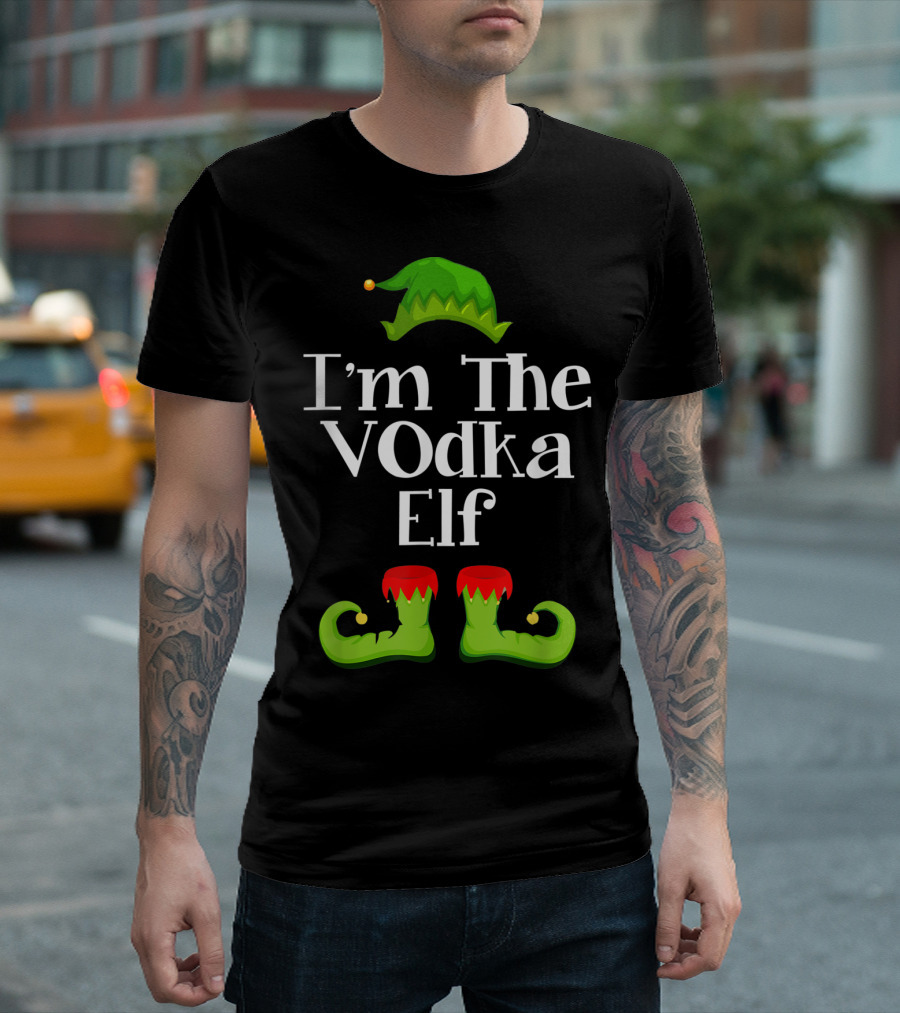 I'm The Vodka Elf with Green Hat and Boots T-Shirt