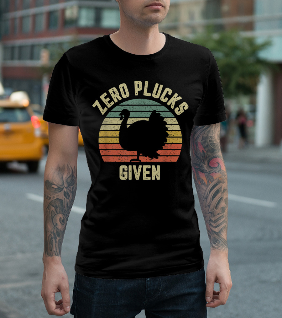 Zero Plucks Given Retro Thanksgiving Turkey T-Shirt