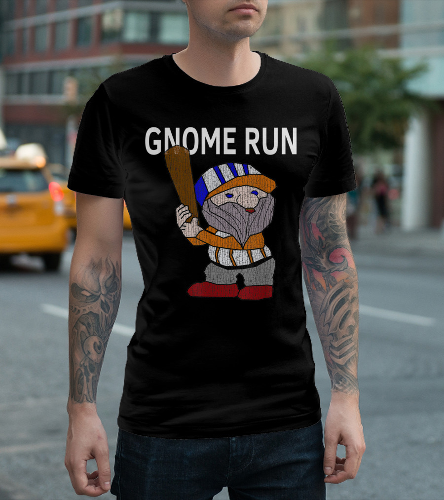 Gnome Run Funny Baseball Pun For Garden Fans T-Shirt