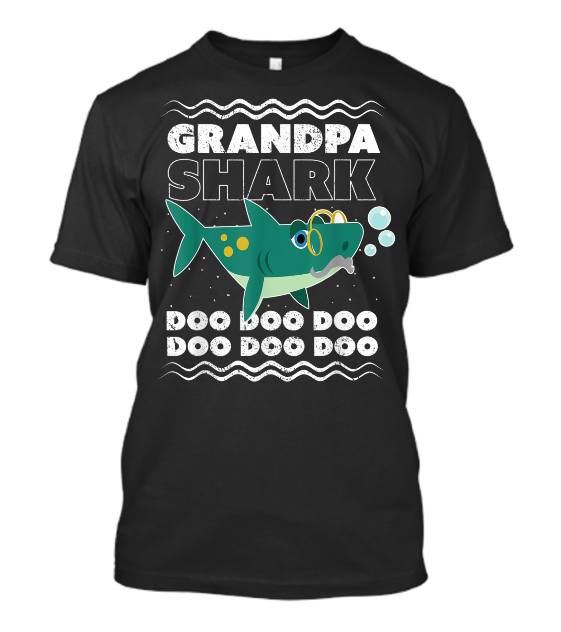Grandpa Shark Doo Doo Doo Doo Doo Doo Bubbles And Waves T-Shirt