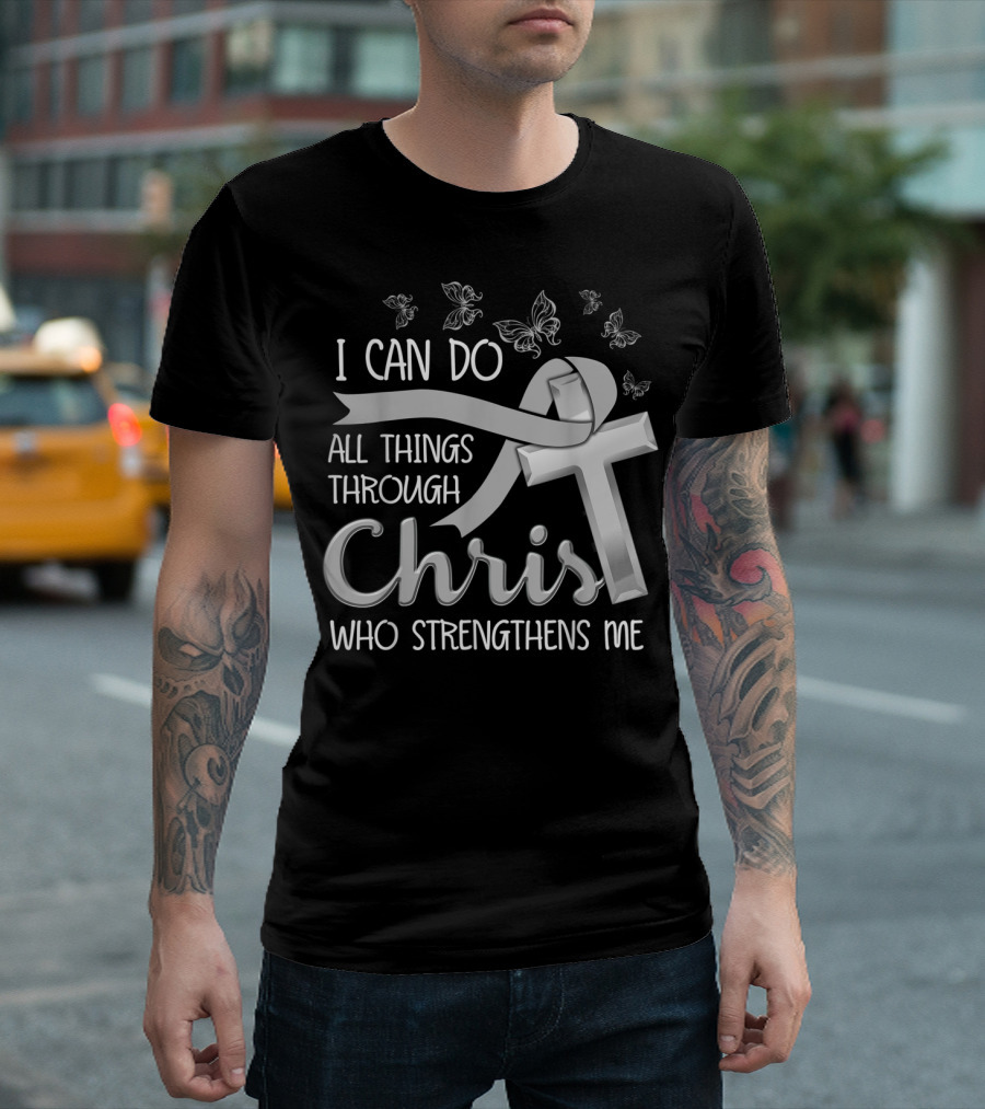 I Can Do All Things Through Christ Who Strengthens Me Butterfly Cross T-Shirt