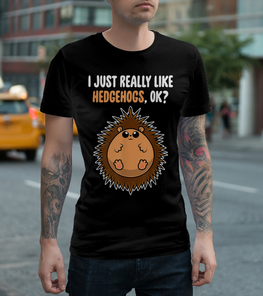 I Just Really Like Hedgehogs Ok Cute Hedgehog T-Shirt