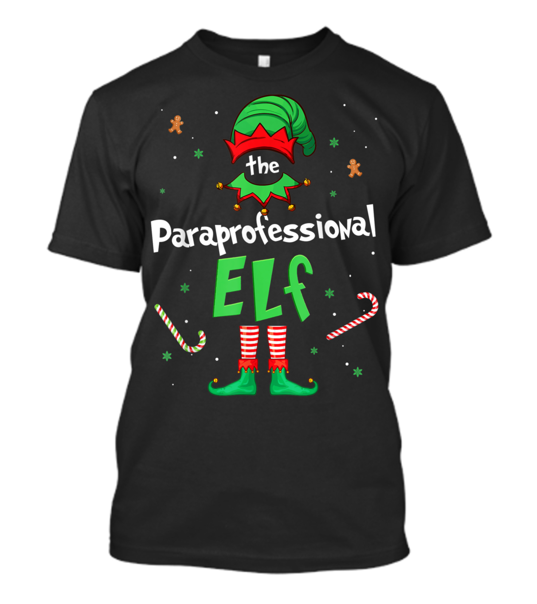 The Paraprofessional Elf Christmas Candy Canes And Gingerbread T-Shirt