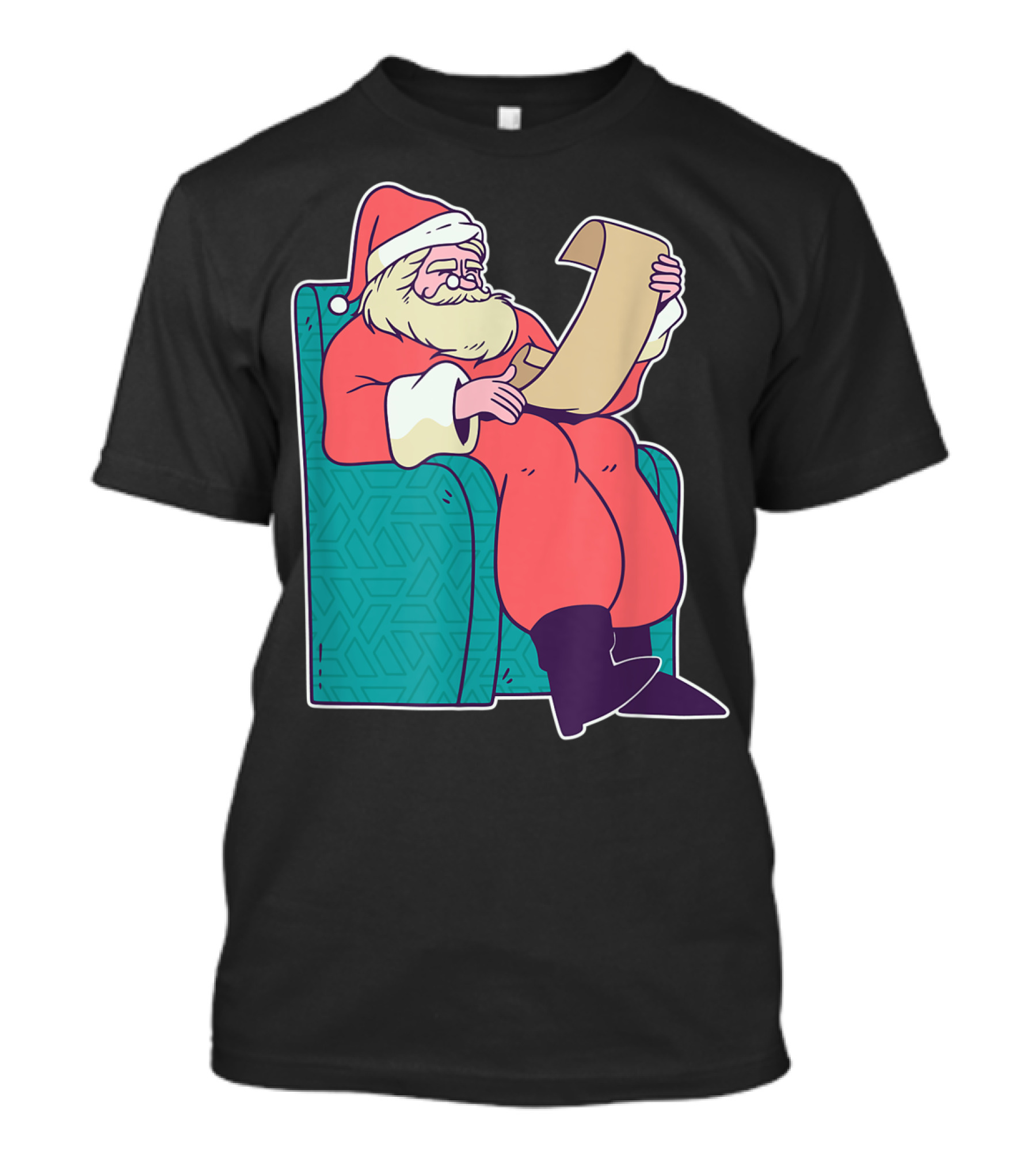 Santa Claus Reading Christmas Letter In Armchair T-Shirt