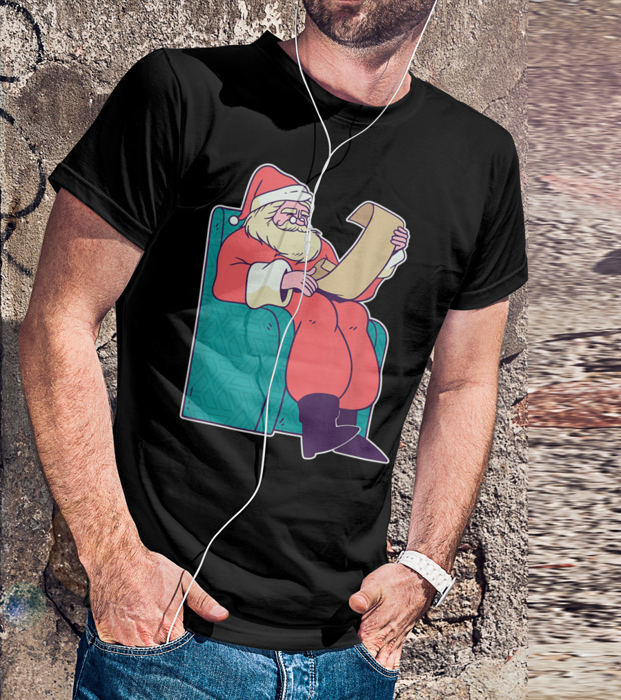 Santa Claus Reading Christmas Letter In Armchair T-Shirt